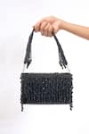 The Purple Sack_Black Beads, Tassels Beaded Drop Fringe Hand Embroidered Bag _Online_at_Aza_Fashions