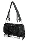 Shop_The Purple Sack_Black Beads, Tassels Beaded Drop Fringe Hand Embroidered Bag _Online_at_Aza_Fashions