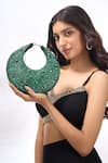 Buy_The Purple Sack_Green Beads, Studs Beaded Embellished Crescent Clutch Bag _Online_at_Aza_Fashions