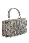 The Purple Sack_Silver Beads, Fringe Beaded Hand Embroidered Bag _at_Aza_Fashions