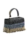 Shop_The Purple Sack_Black Beads, Fringe, Embroidery Beaded Handbag _Online_at_Aza_Fashions