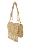 Shop_The Purple Sack_Gold Beads, Fringe Beaded Hand Embroidered Clutch _Online_at_Aza_Fashions