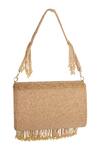 Shop_The Purple Sack_Gold Beads, Fringe, Embroidery Beaded Hand Bag _at_Aza_Fashions