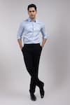 Yoseba_Sky Blue Cotton Pinstripe Pintuck Shirt _Online_at_Aza_Fashions