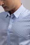 Yoseba_Sky Blue Cotton Pinstripe Pintuck Shirt _at_Aza_Fashions