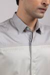 Yoseba Gray Cotton Embroidery Ashlayer Two-tone Shirt at Aza Fashions Yoseba_Gray Cotton Embroidery Ashlayer Two-tone Shirt _at_Aza_Fashions