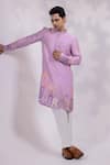 Yoseba Purple Silk, Bemberg, Cotton Embroidery Lavya Floral And Motif Kurta Set Online at Aza Fashions Yoseba_Purple Silk, Bemberg, Cotton Embroidery Lavya Floral And Motif Kurta Set _Online_at_Aza_Fashions