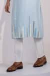 Yoseba_Sky Blue Silk, Silver Abstract Embellished Kurta And Pyjama Set _Online_at_Aza_Fashions