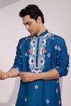 Yoseba Blue Silk, Cotton Embroidery Neelkriti Kurta And Pyjama Set Online at Aza Fashions Yoseba_Blue Silk, Cotton Embroidery Neelkriti Kurta And Pyjama Set _Online_at_Aza_Fashions
