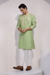 Buy Yoseba Green Silk, Cotton Embroidery Mehfil Mint Kurta And Pyjama Set at Aza Fashions Buy_Yoseba_Green Silk, Cotton Embroidery Mehfil Mint Kurta And Pyjama Set _at_Aza_Fashions