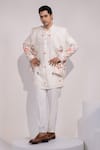 Buy Yoseba Ivory Silk, Cotton Embroidery Floral Jacket Kurta Set at Aza Fashions Buy_Yoseba_Ivory Silk, Cotton Embroidery Floral Jacket Kurta Set _at_Aza_Fashions