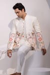 Buy Yoseba Ivory Silk, Cotton Embroidery Floral Jacket Kurta Set Online at Aza Fashions Buy_Yoseba_Ivory Silk, Cotton Embroidery Floral Jacket Kurta Set _Online_at_Aza_Fashions