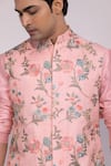 Yoseba Pink Silk Embroidery Nehru Jacket at Aza Fashions Yoseba_Pink Silk Embroidery Nehru Jacket _at_Aza_Fashions