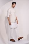 Buy_Yoseba_Off White Silk, Cotton Cream Pink Pattern Nehru Jacket Set _Online_at_Aza_Fashions