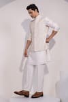 Shop_Yoseba_Off White Silk, Cotton Cream Pink Pattern Nehru Jacket Set _Online_at_Aza_Fashions