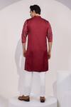 Shop_Yoseba_Maroon Linen, Satin, Cotton Embroidery Aagya Kurta And Pyjama Set _at_Aza_Fashions