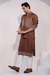 Buy Yoseba Brown Linen, Satin Embroidery Nehru Jacket Online at Aza Fashions Buy_Yoseba_Brown Linen, Satin Embroidery Nehru Jacket _Online_at_Aza_Fashions