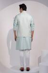 Shop_Yoseba_Mint Organza, Chanderi Silk, Pista Nehru Jacket Set _at_Aza_Fashions