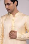 Buy_Yoseba_Yellow Linen, Satin, Cotton Pastel Stitched Detail Kurta Pyjama Set _Online_at_Aza_Fashions