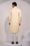 Shop_Yoseba_Yellow Linen, Satin, Cotton Pastel Stitched Detail Kurta Pyjama Set _at_Aza_Fashions