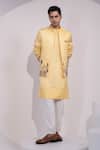 Yoseba Yellow Linen, Satin Embroidery Amaltas Baagh Thread Nehru Jacket Online at Aza Fashions Yoseba_Yellow Linen, Satin Embroidery Amaltas Baagh Thread Nehru Jacket _Online_at_Aza_Fashions