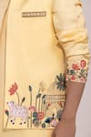 Yoseba Yellow Linen, Satin Embroidery Amaltas Baagh Thread Nehru Jacket at Aza Fashions Yoseba_Yellow Linen, Satin Embroidery Amaltas Baagh Thread Nehru Jacket _at_Aza_Fashions