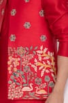 Buy_Yoseba_Red Chanderi Embroidery Meher Laal Floral And Nature Nehru Jacket _Online_at_Aza_Fashions
