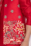 Buy_Yoseba_Red Chanderi, Cotton Embroidery Meher Laal Nehru Jacket Set 