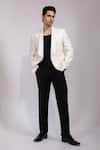 Buy_Yoseba_Off White Embroidery Blazer And Trouser Set _at_Aza_Fashions