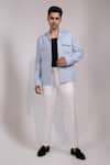 Buy_Yoseba_Sky Blue Neelvastra Structured Collar Jacket And Trouser Set _at_Aza_Fashions