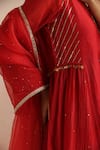 Trendy Tokari_Red Chanderi Silk, Cotton, Organza Embroidery, Sequins, Zari Hand Kurta Set _at_Aza_Fashions