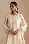 Trendy Tokari_Ivory Chanderi Silk, Cotton, Organza Embroidery, Sequins, Zari Hand Kurta Set _Online_at_Aza_Fashions