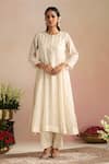 Shop_Trendy Tokari_Ivory Chanderi Silk, Cotton, Organza Embroidery, Sequins, Zari Hand Kurta Set _Online_at_Aza_Fashions