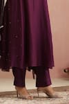 Trendy Tokari_Purple Chanderi Silk, Cotton, Organza Embroidery, Sequins Round Hand Kurta Set _Online_at_Aza_Fashions