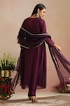 Shop_Trendy Tokari_Purple Chanderi Silk, Cotton, Organza Embroidery, Sequins Round Hand Kurta Set _at_Aza_Fashions