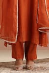 Buy_Trendy Tokari_Orange Silk, Chanderi, Cotton, Organza Embroidery Round Neck Burnt Kurta Set _Online_at_Aza_Fashions