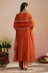 Shop_Trendy Tokari_Orange Silk, Chanderi, Cotton, Organza Embroidery Round Neck Burnt Kurta Set _at_Aza_Fashions