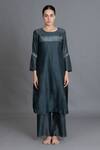 Khat Mint Chanderi Silk Embroidery Round Neck Kurta And Pant Set Online at Aza Fashions Khat_Mint Chanderi Silk Embroidery Round Neck Kurta And Pant Set _Online_at_Aza_Fashions