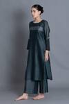 Shop_Khat_Mint Chanderi Silk Embroidery Round Neck Kurta And Pant Set _Online_at_Aza_Fashions