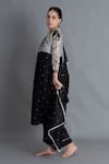 Buy_Khat_Black Chanderi Silk Embroidery Round Neck Printed Kurta Set _Online_at_Aza_Fashions