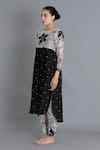 Khat_Black Chanderi Silk Round Neck Textured Print Kurta And Pant Set _Online_at_Aza_Fashions