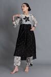 Buy_Khat_Black Chanderi Silk Round Neck Textured Print Kurta And Pant Set _at_Aza_Fashions