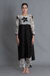 Buy_Khat_Black Chanderi Silk Round Neck Textured Print Kurta And Pant Set _Online_at_Aza_Fashions