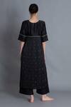 Shop_Khat_Black Chanderi Silk Embroidery Round Neck Floral Pleated Kurta And Pant Set _at_Aza_Fashions