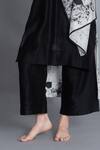 Khat Black Chanderi Silk Foil Printing Round Neck Textured Pleated Kurta Pant Set Online at Aza Fashions Khat_Black Chanderi Silk Foil Printing Round Neck Textured Pleated Kurta Pant Set _Online_at_Aza_Fashions