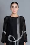 Khat Black Chanderi Silk Embroidery Round Neck Khat Pantone Kurta And Set Online at Aza Fashions Khat_Black Chanderi Silk Embroidery Round Neck Khat Pantone Kurta And Set _Online_at_Aza_Fashions
