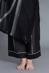 Khat_Black Chanderi Silk Embroidery, Piping Round Neck Khat Pantone Kurta Set _Online_at_Aza_Fashions