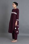 Khat Maroon Poplin, Cotton Round Neck Polka Pleated Back Kurta And Pant Set at Aza Fashions Khat_Maroon Poplin, Cotton Round Neck Polka Pleated Back Kurta And Pant Set _at_Aza_Fashions