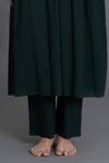 Khat_Emerald Green Handloom Cotton Embroidery Forest Hand Smocked Kurta And Pant _Online_at_Aza_Fashions