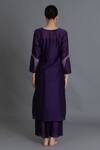 Shop_Khat_Purple Chanderi Silk Embroidery Round Neck Kurta And Pant Set _at_Aza_Fashions